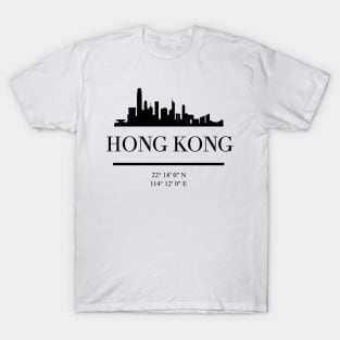 HONG KONG CHINA BLACK SILHOUETTE SKYLINE ART T-Shirt